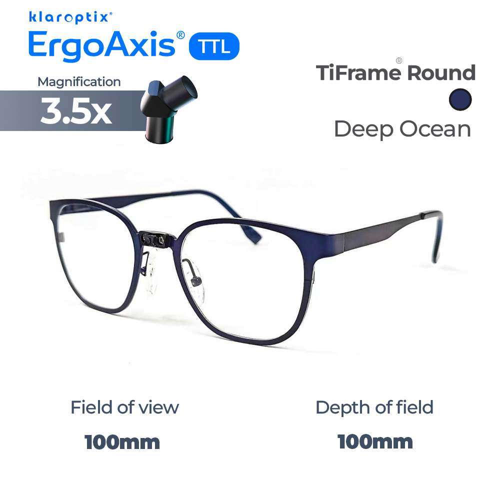 Blue matte ErgoAxis® TTL by Klaroptix featuring ergonomic design and deep ocean color in a sleek, modern style.