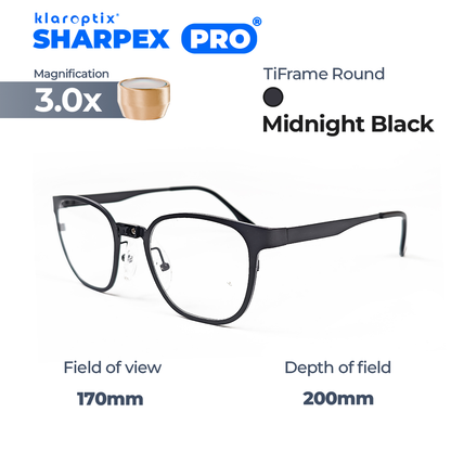 Klaroptix Sharpex Pro 3.0 round black lens with sleek design and professional-grade features for optimal performance.